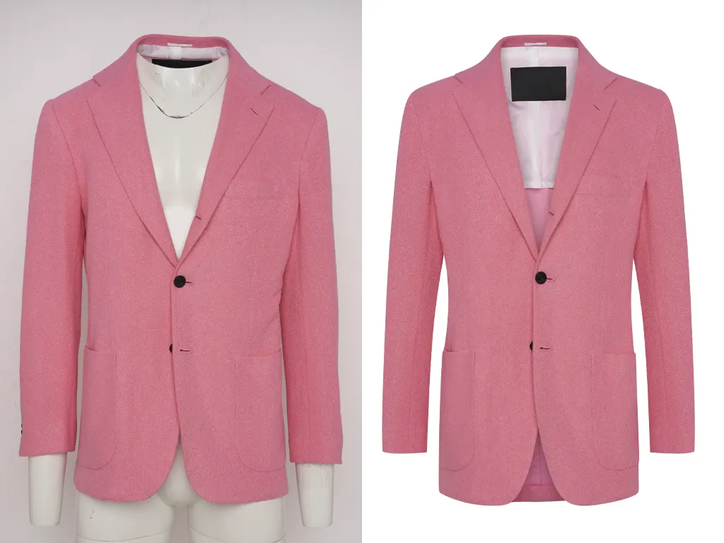 Invisible Mannequin Effect by Clarity Edit Before and after of pink blazer edited with ghost mannequin technique by Clarity Edit